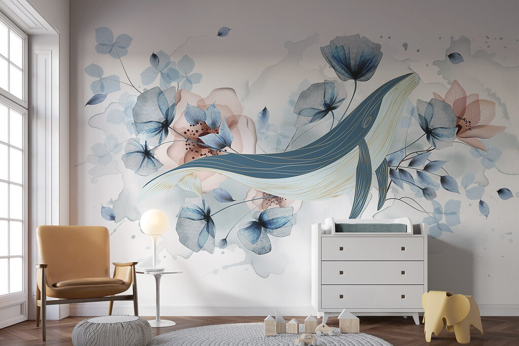 Whale with flowers and leaves Whale with flowers and leaves