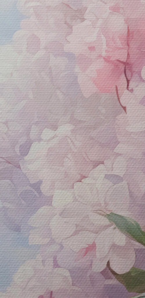 Painting of a tree with pink flowers