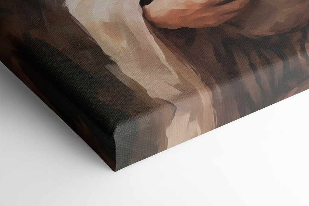 Painting of a man holding a lamb