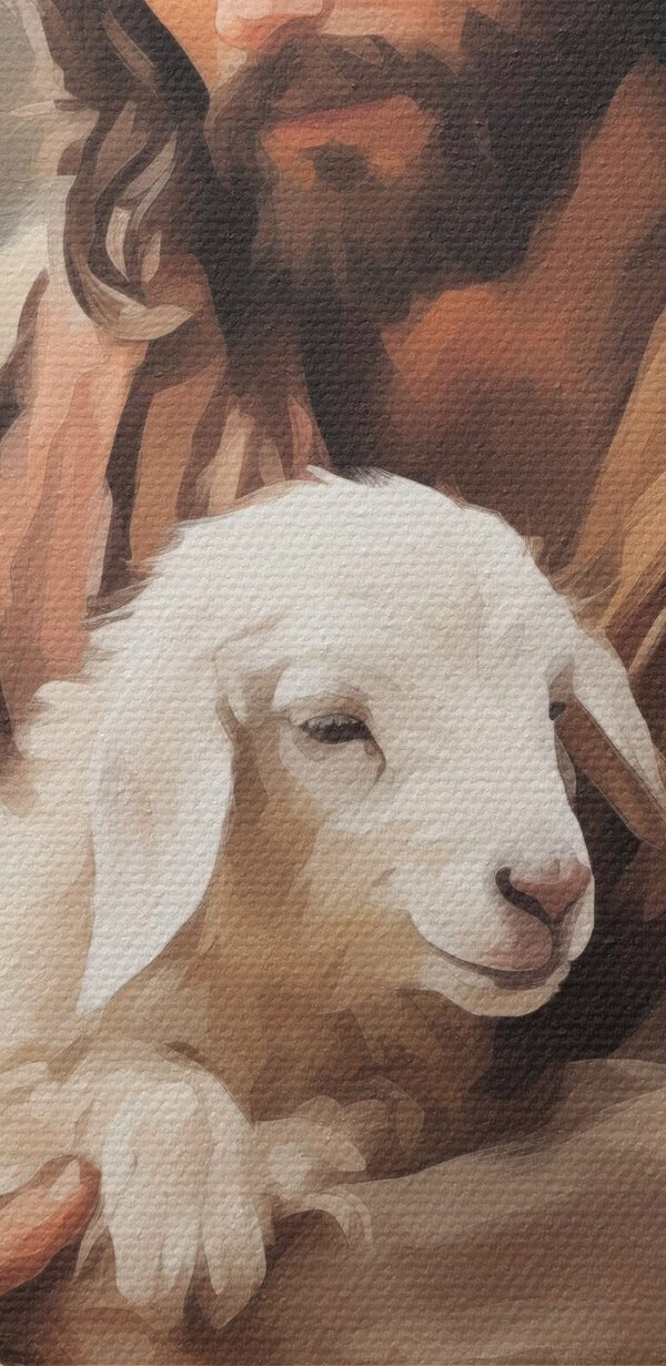 Pictura unui bărbat care ține un miel Pictura unui bărbat care ține un miel