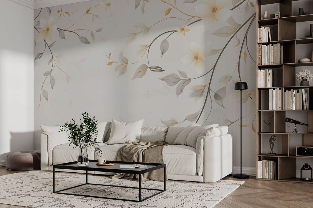 White and brown floral design