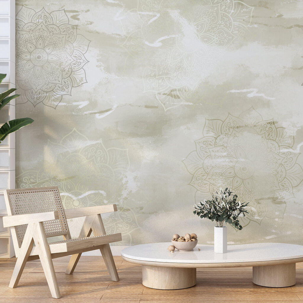 Serene mandala design in muted tones Serene mandala design in muted tones