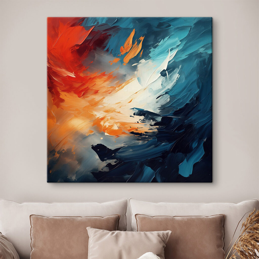 Painting of blue and orange colors