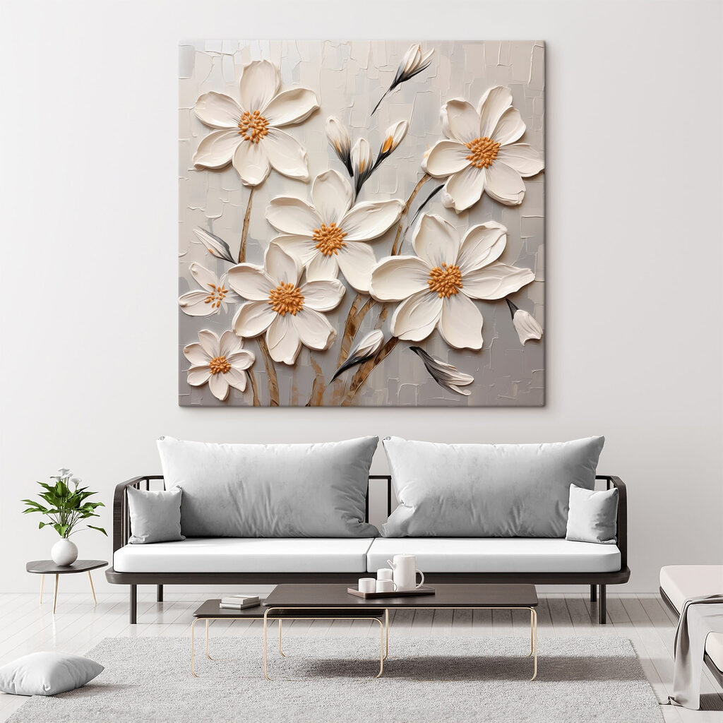 Painting of white flowers