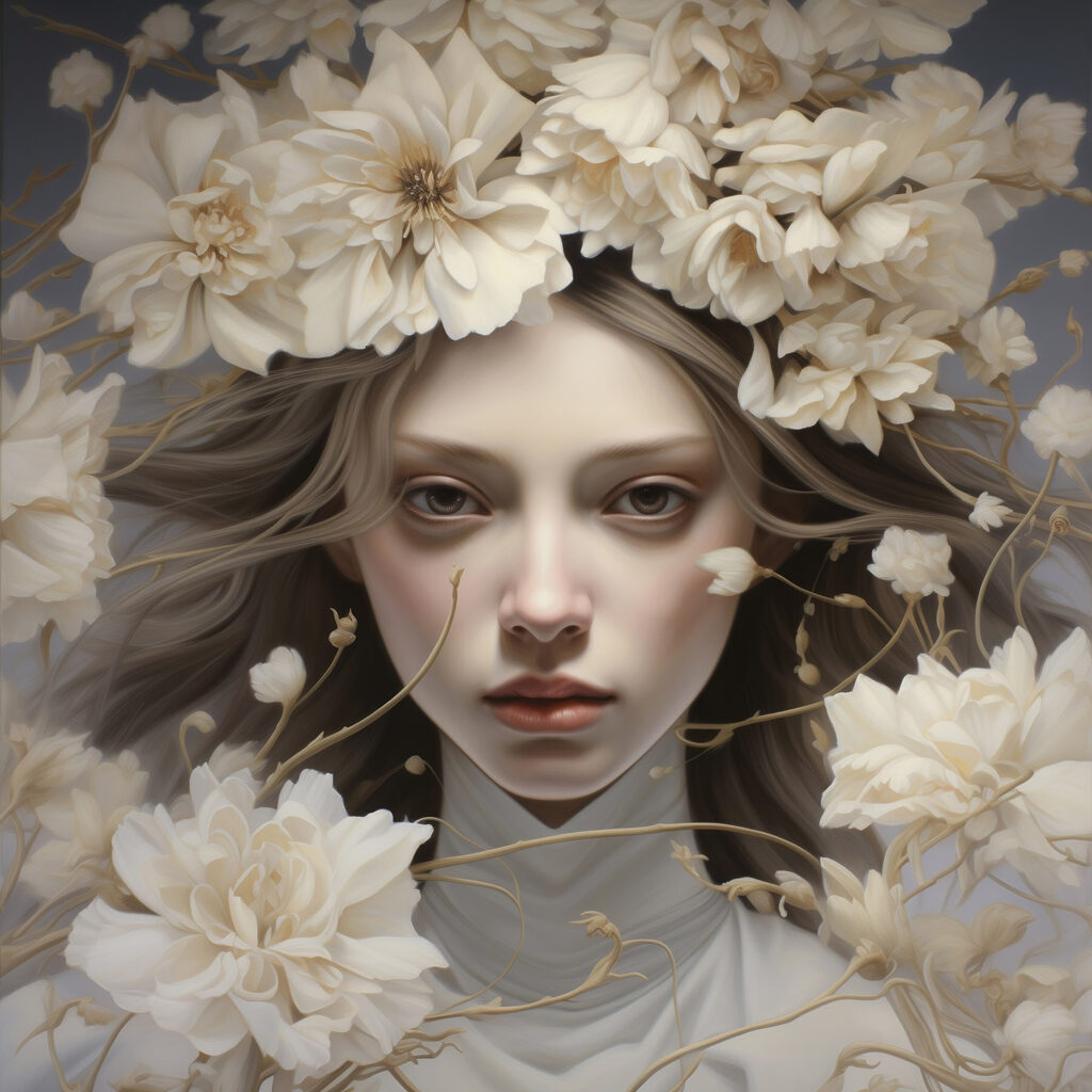 Woman with flowers in her hair Woman with flowers in her hair