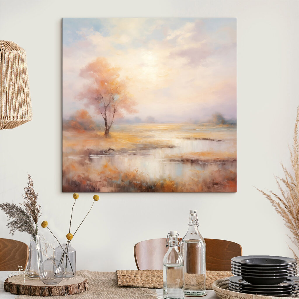 Painting of a tree in a marsh