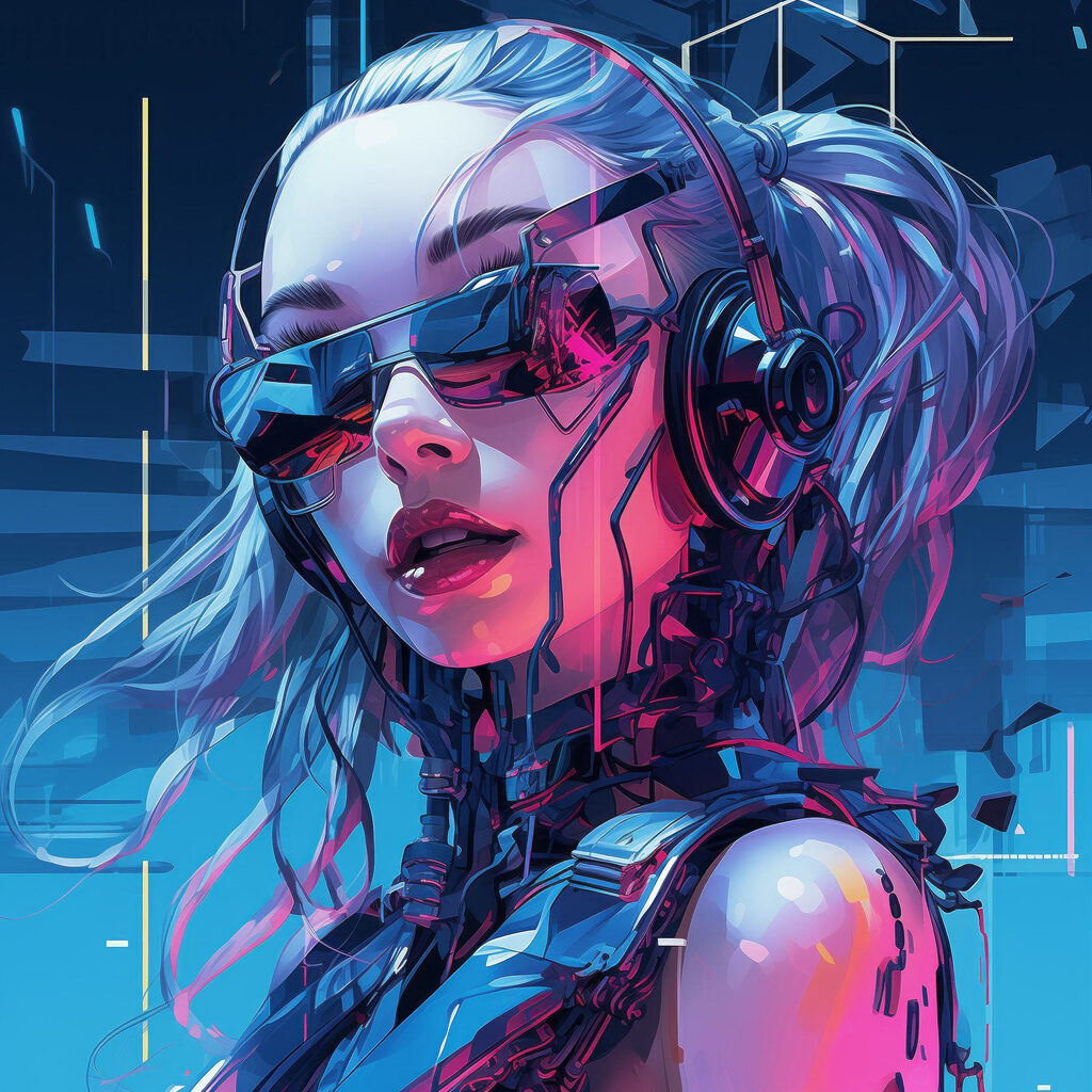 Woman wearing headphones and sunglasses