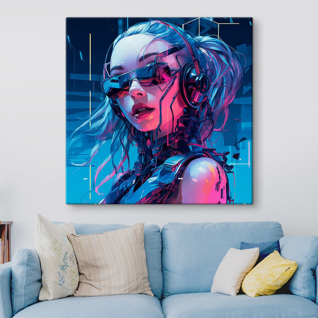 Woman wearing headphones and sunglasses