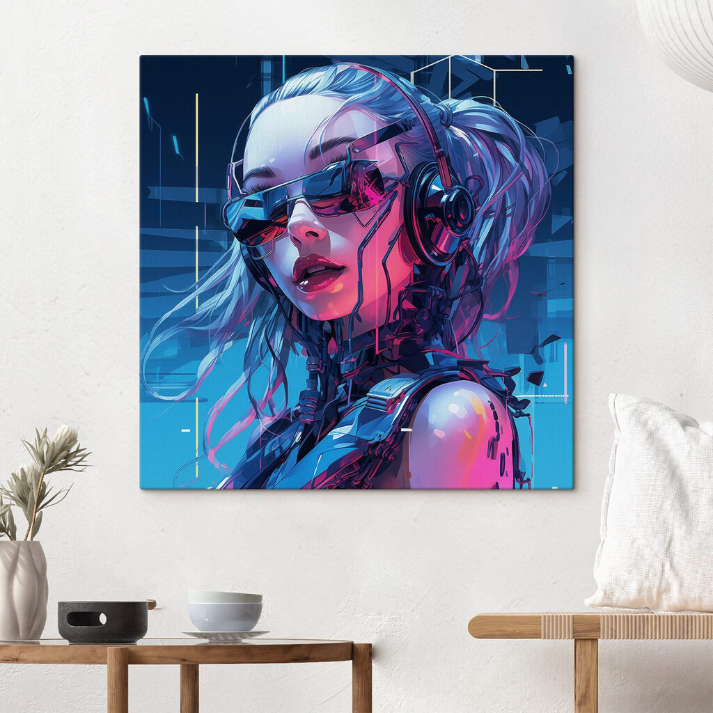 Woman wearing headphones and sunglasses