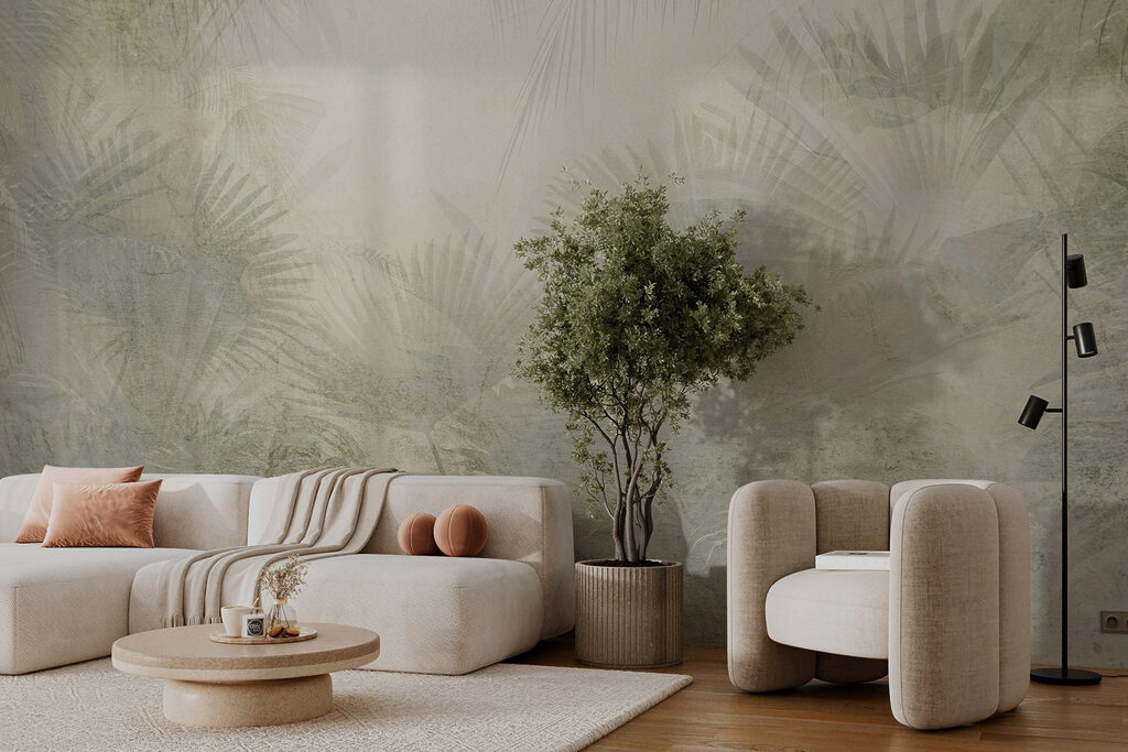 White background with palm leaves White background with palm leaves