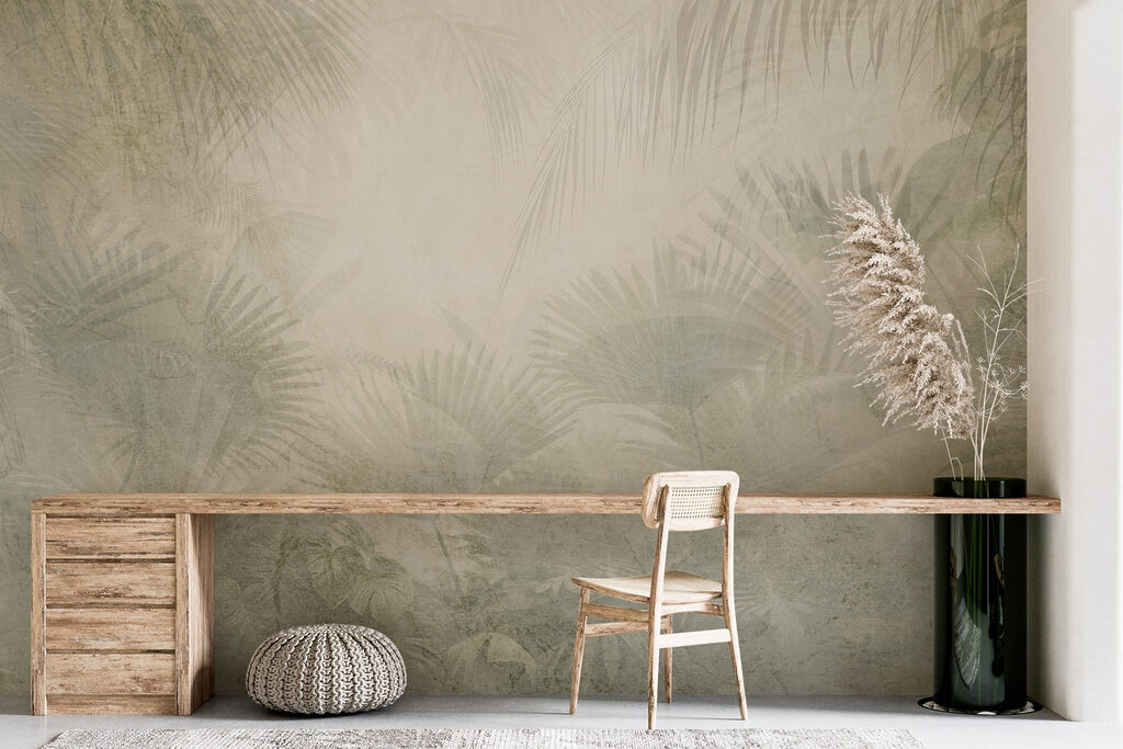 White background with palm leaves White background with palm leaves