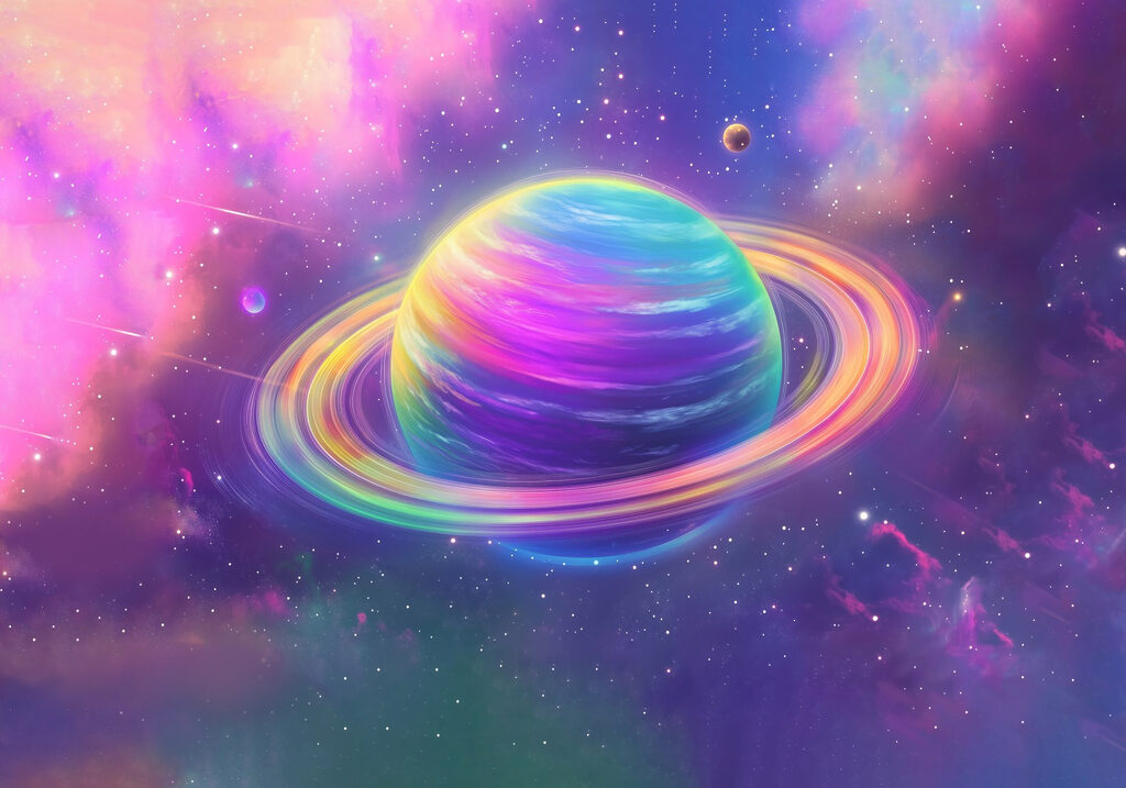 Planetă colorată în spațiu Planetă colorată în spațiu