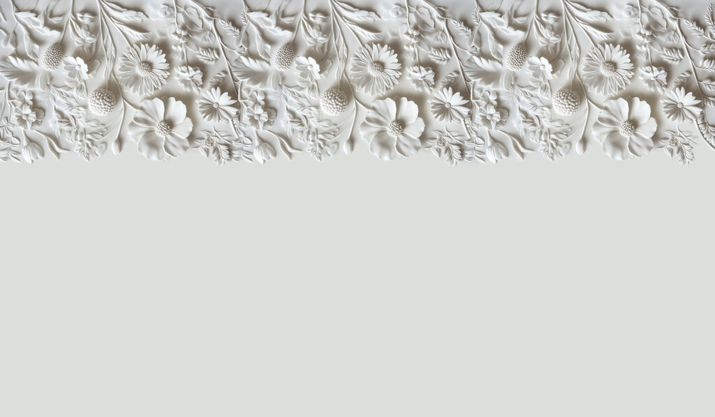 Design floral alb pe un perete Design floral alb pe un perete