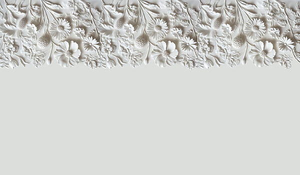 Design floral alb pe un perete Design floral alb pe un perete