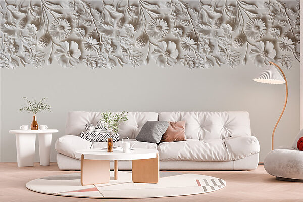 Design floral alb pe un perete Design floral alb pe un perete