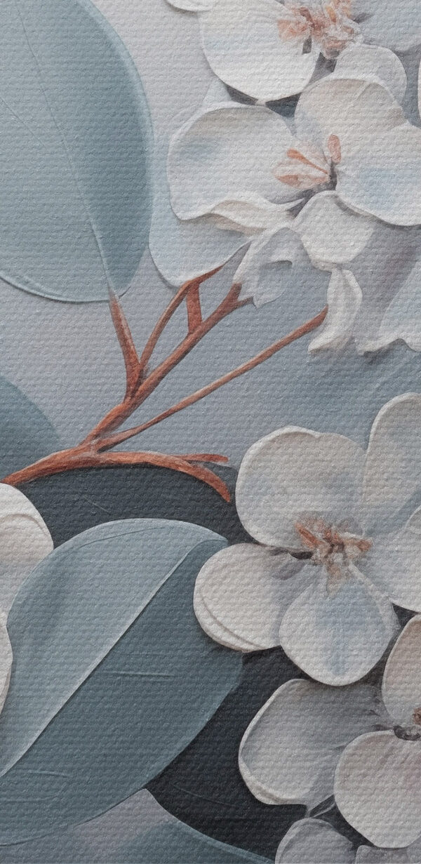 Painting of white flowers and leaves