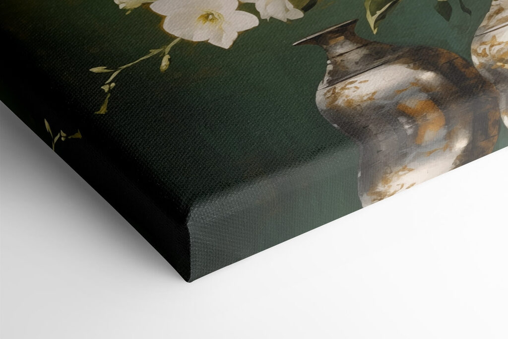 Vase with white flowers and a bowl