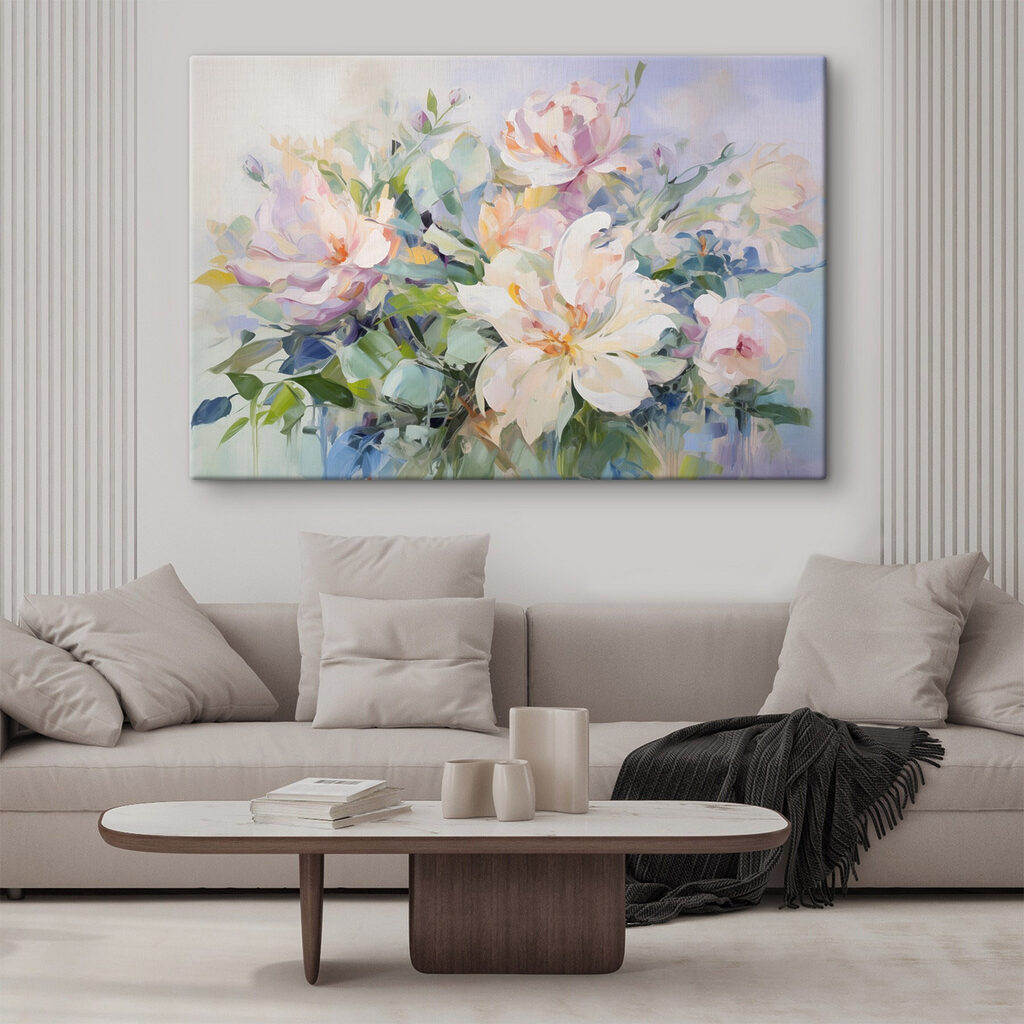 Painting of flowers on a blue background Painting of flowers on a blue background