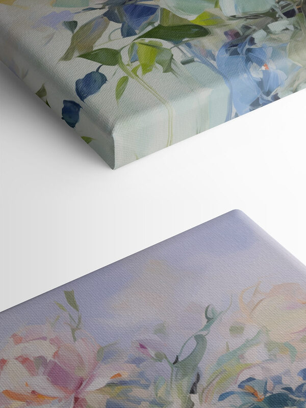 Painting of flowers on a blue background Painting of flowers on a blue background