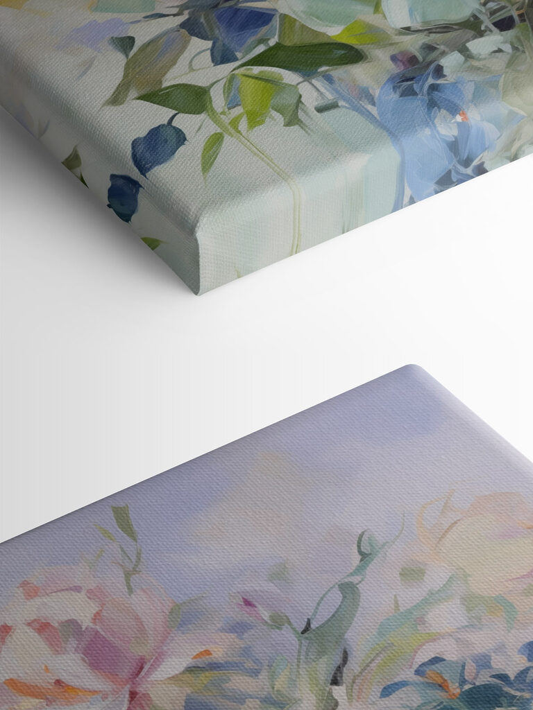 Painting of flowers on a blue background Painting of flowers on a blue background