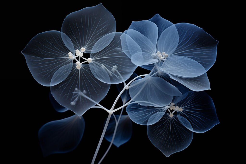 Translucent flowers on a dark background