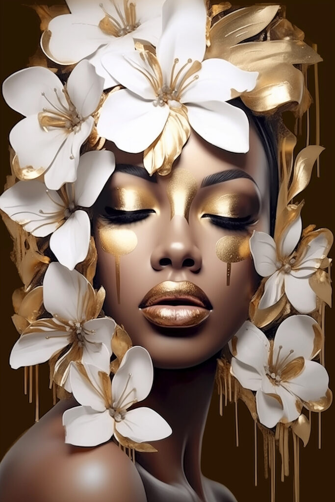 Ethereal beauty adorned with blossoms