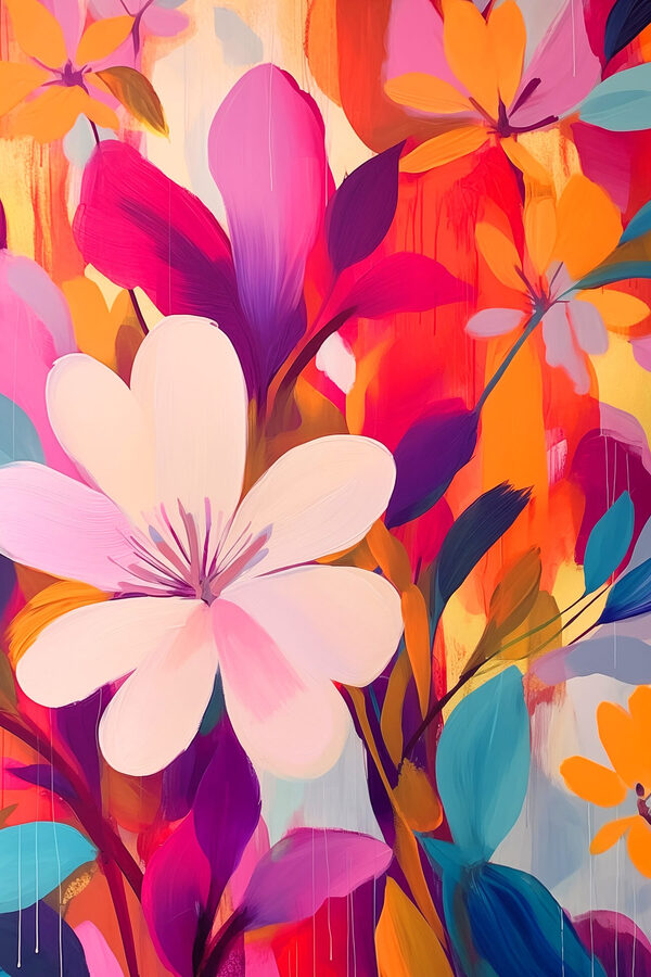 Pictura de flori și frunze Pictura de flori și frunze