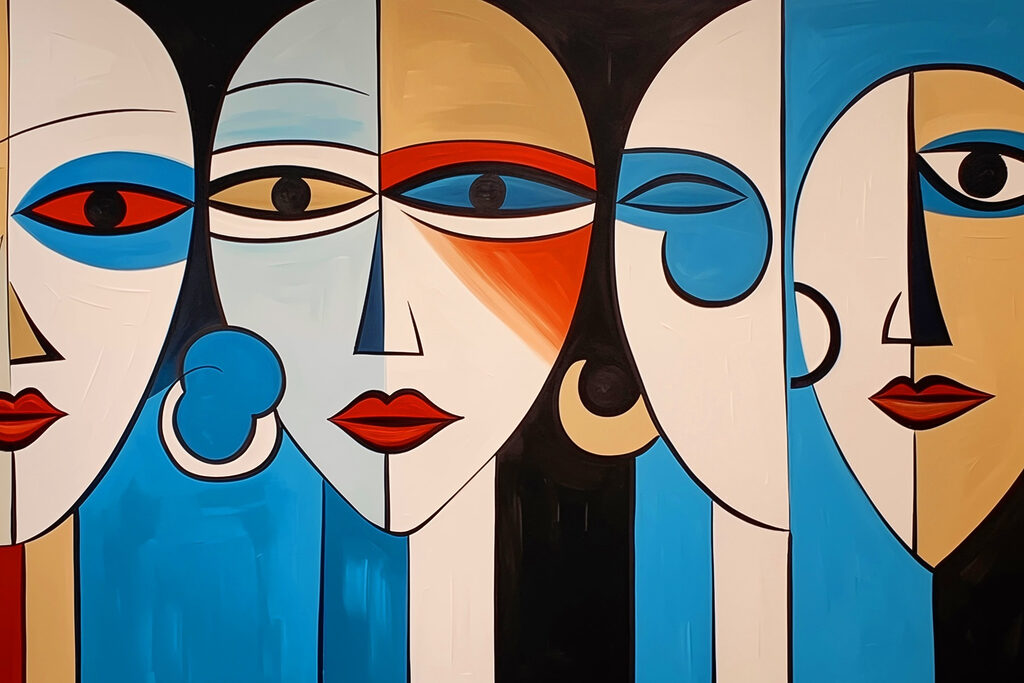 Painting of a group of people Painting of a group of people