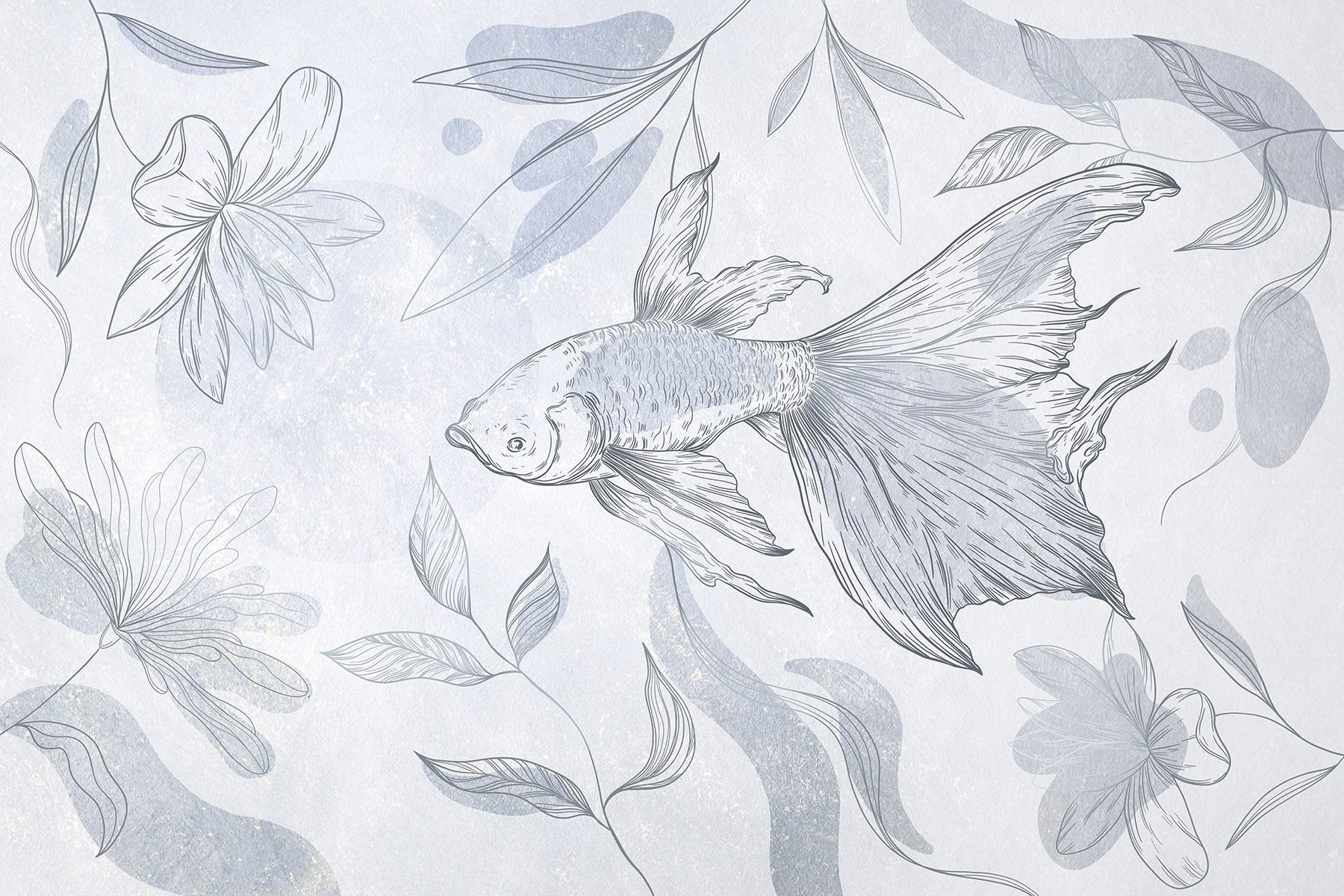 Drawing of a fish and plants Drawing of a fish and plants