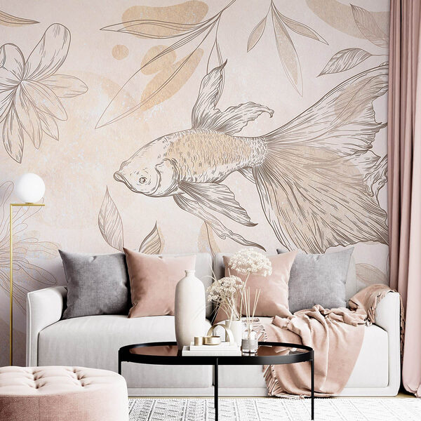 Pește elegant printre desene florale Pește elegant printre desene florale