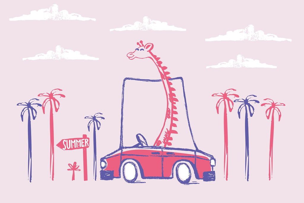 Girafă într-o mașină Girafă într-o mașină