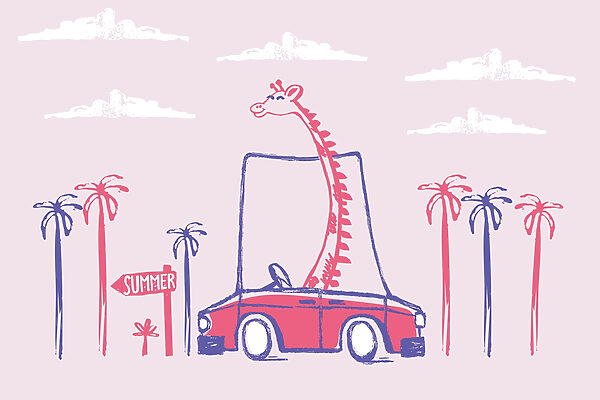 Girafă într-o mașină Girafă într-o mașină