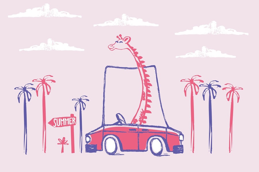 Girafă într-o mașină Girafă într-o mașină