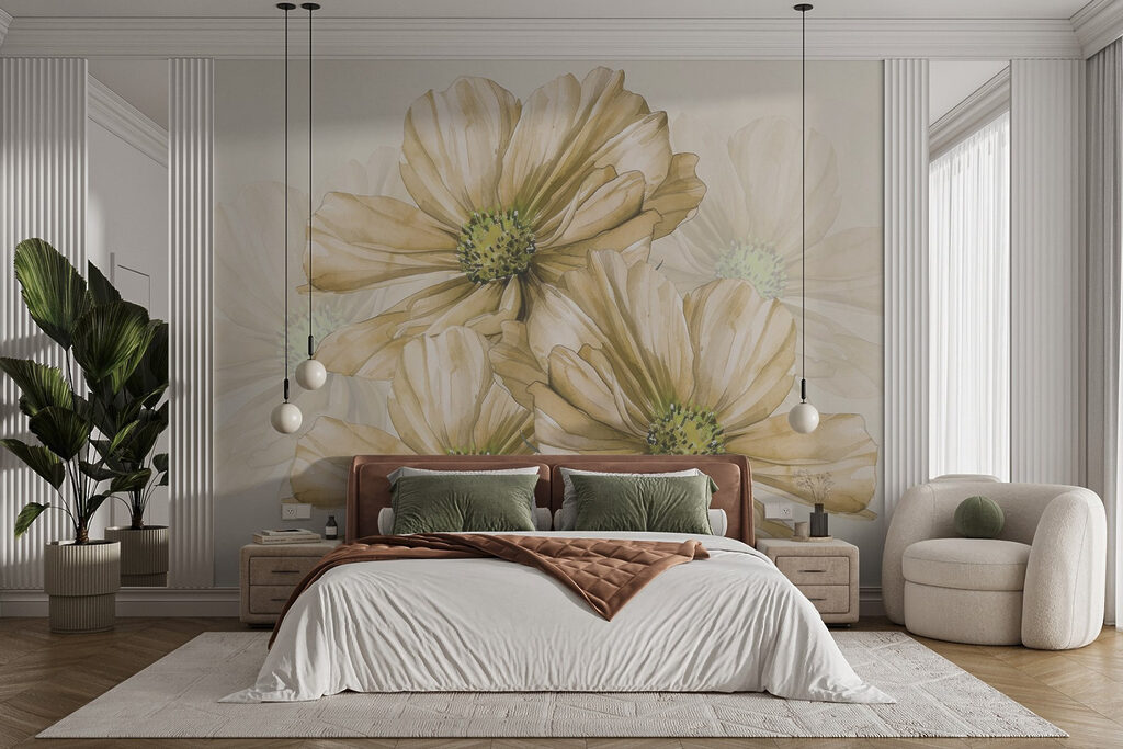 Group of flowers with green center Group of flowers with green center