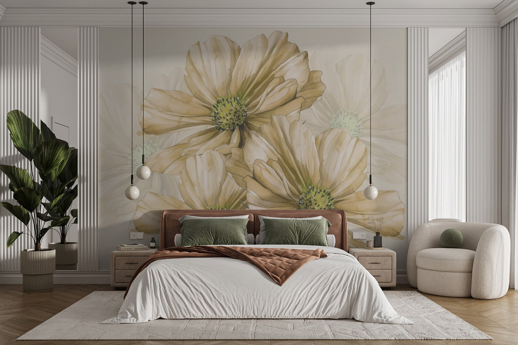 Group of flowers with green center Group of flowers with green center