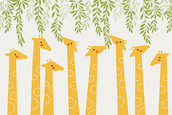 Group of giraffes with leaves Group of giraffes with leaves