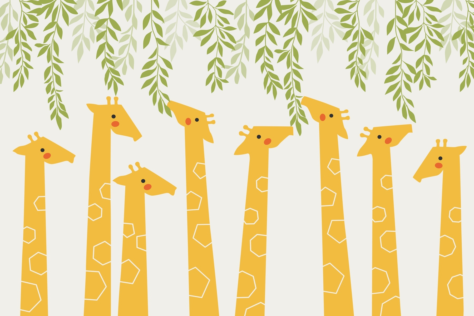 Group of giraffes with leaves Group of giraffes with leaves