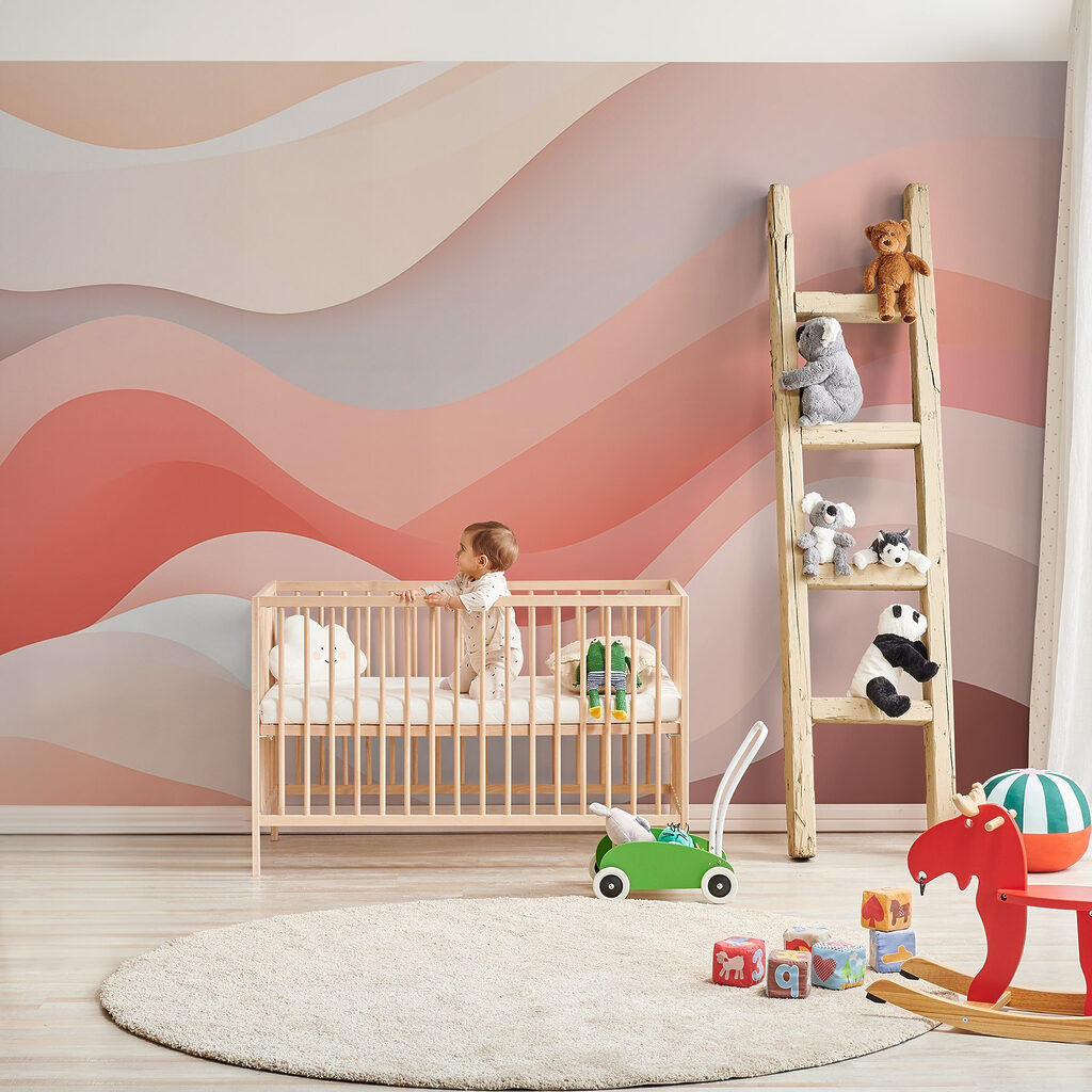 Pink and white wavy lines