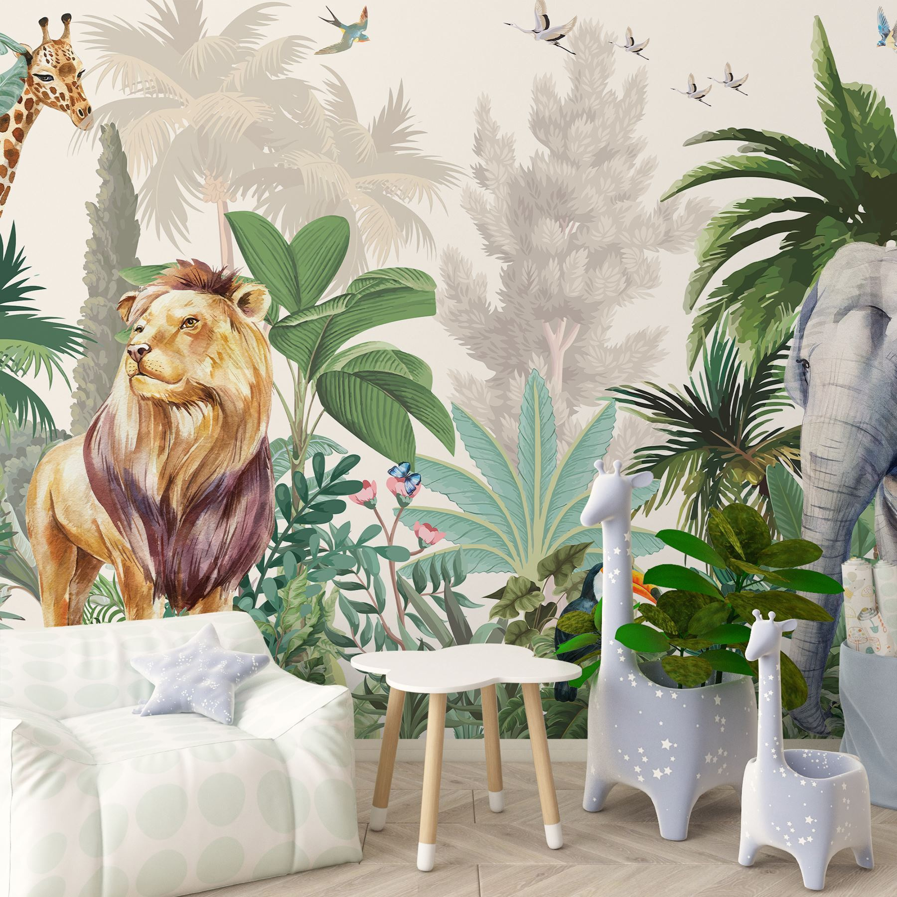 Wallpaper with animals and birds Wallpaper with animals and birds