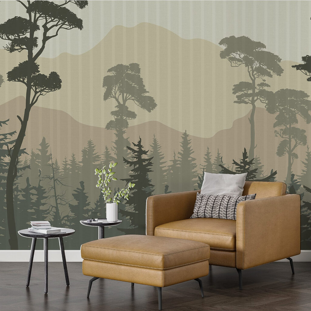 Landscape of trees and mountains Landscape of trees and mountains