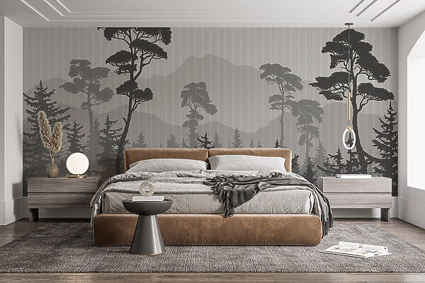 Landscape of trees and mountains