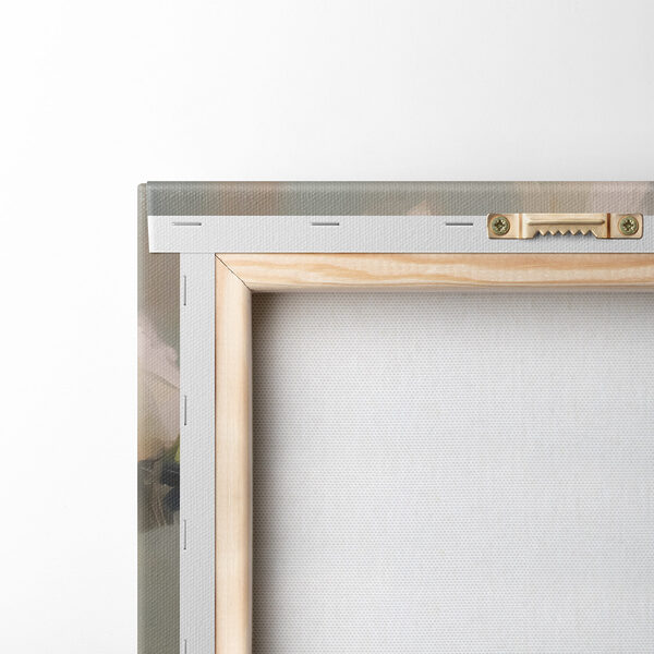 Painting of a vase of white roses