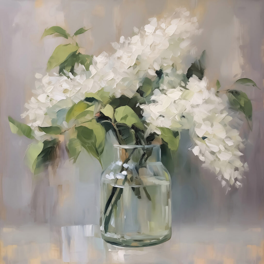 Pictură a unui buchet de flori albe într-un borcan de sticlă s43439p 1024x1024 - Pictură a unui buchet de flori albe într-un borcan de sticlă - tegory