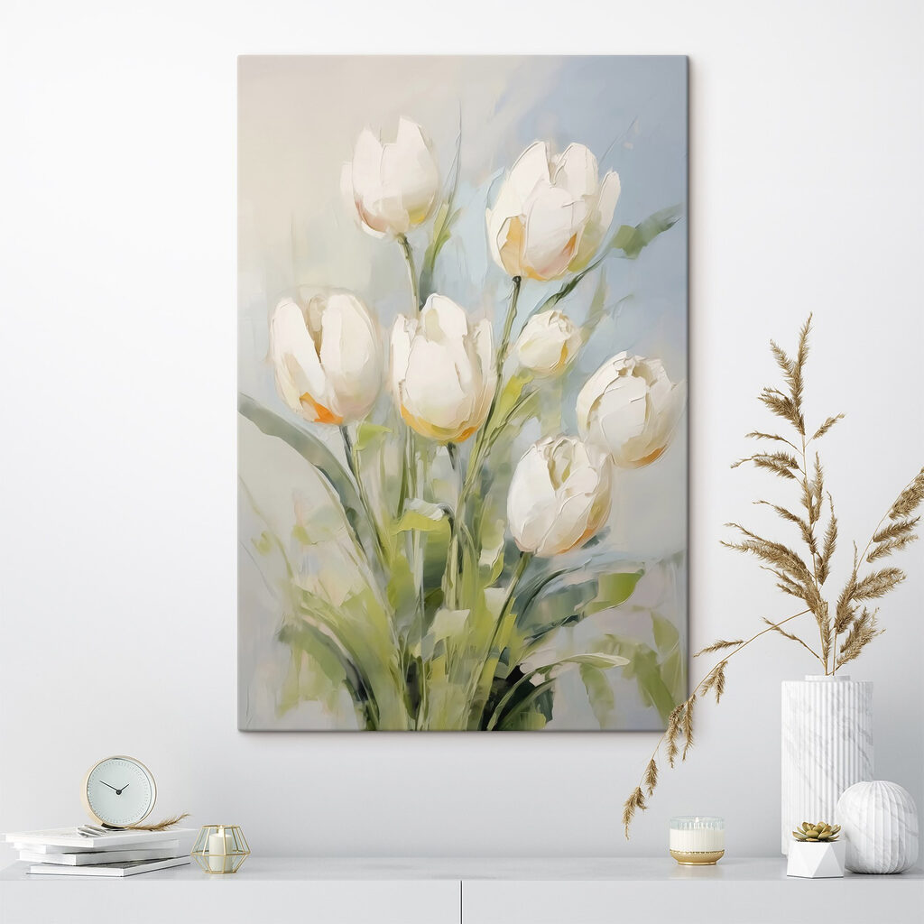 Painting of white tulips