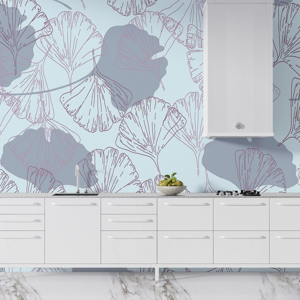 Pattern of leaves on a light blue background Pattern of leaves on a light blue background