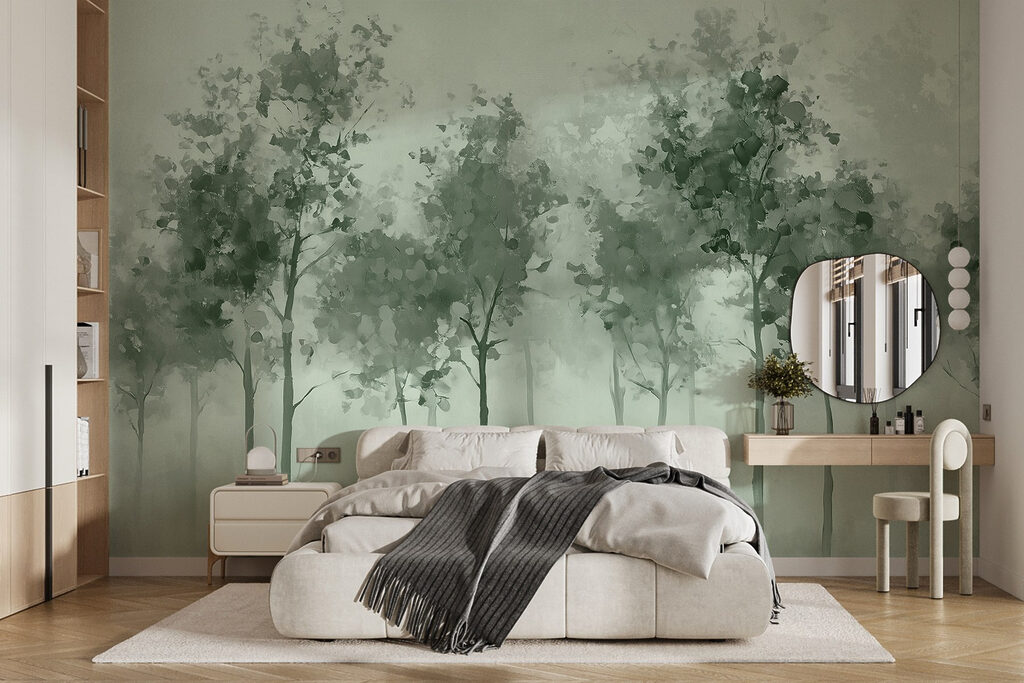 Group of trees in fog