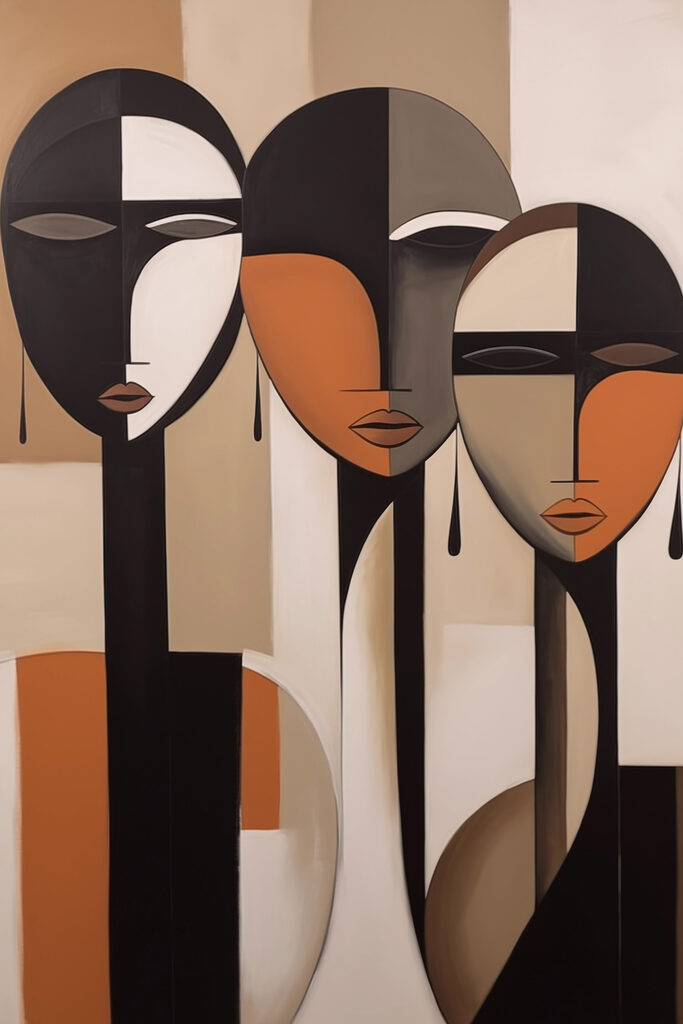 Group of people's faces painted on a wall