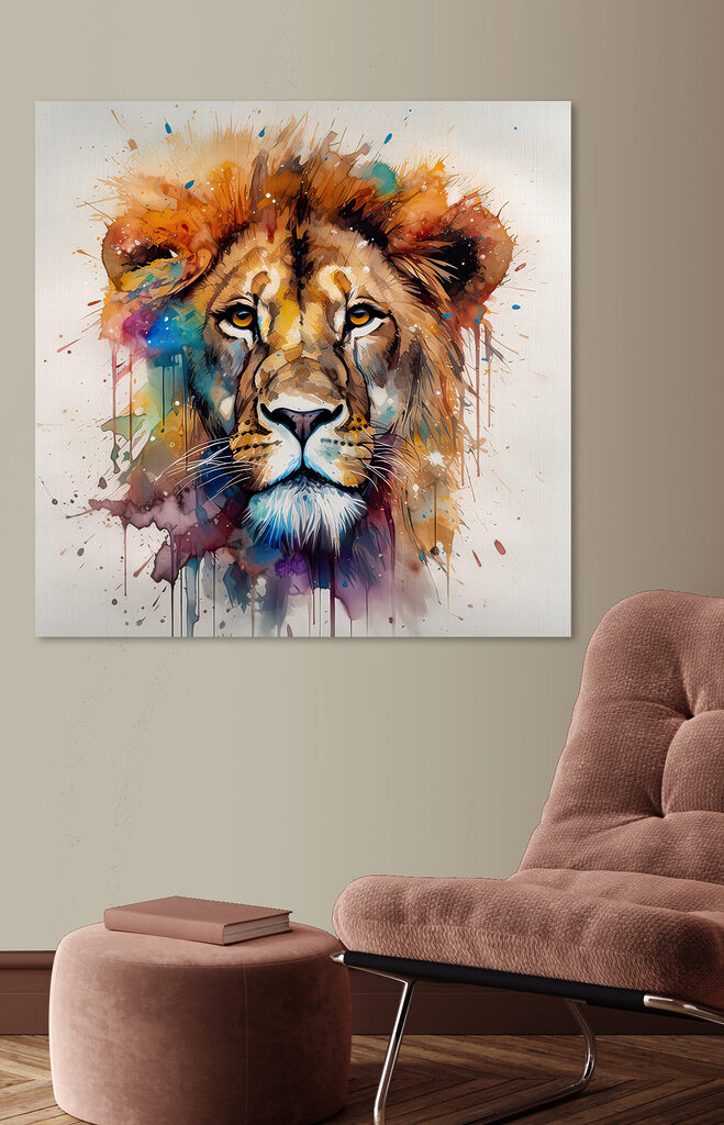 Lion painting of a face