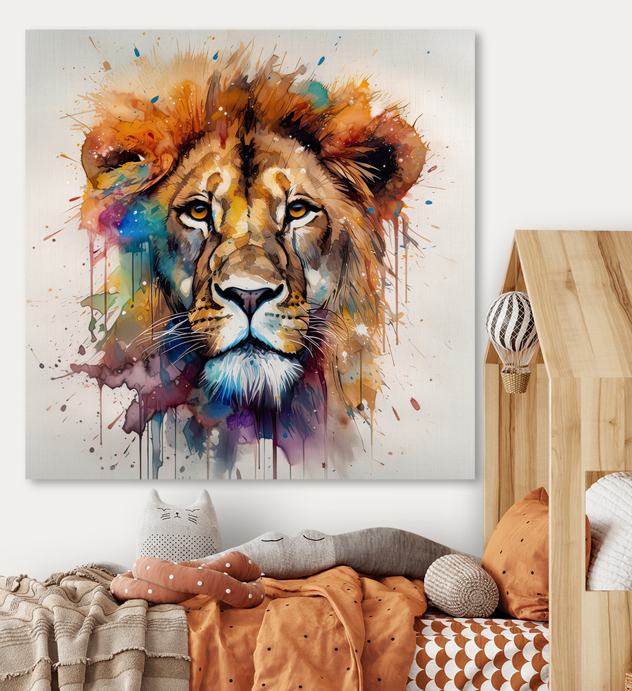 Lion painting of a face