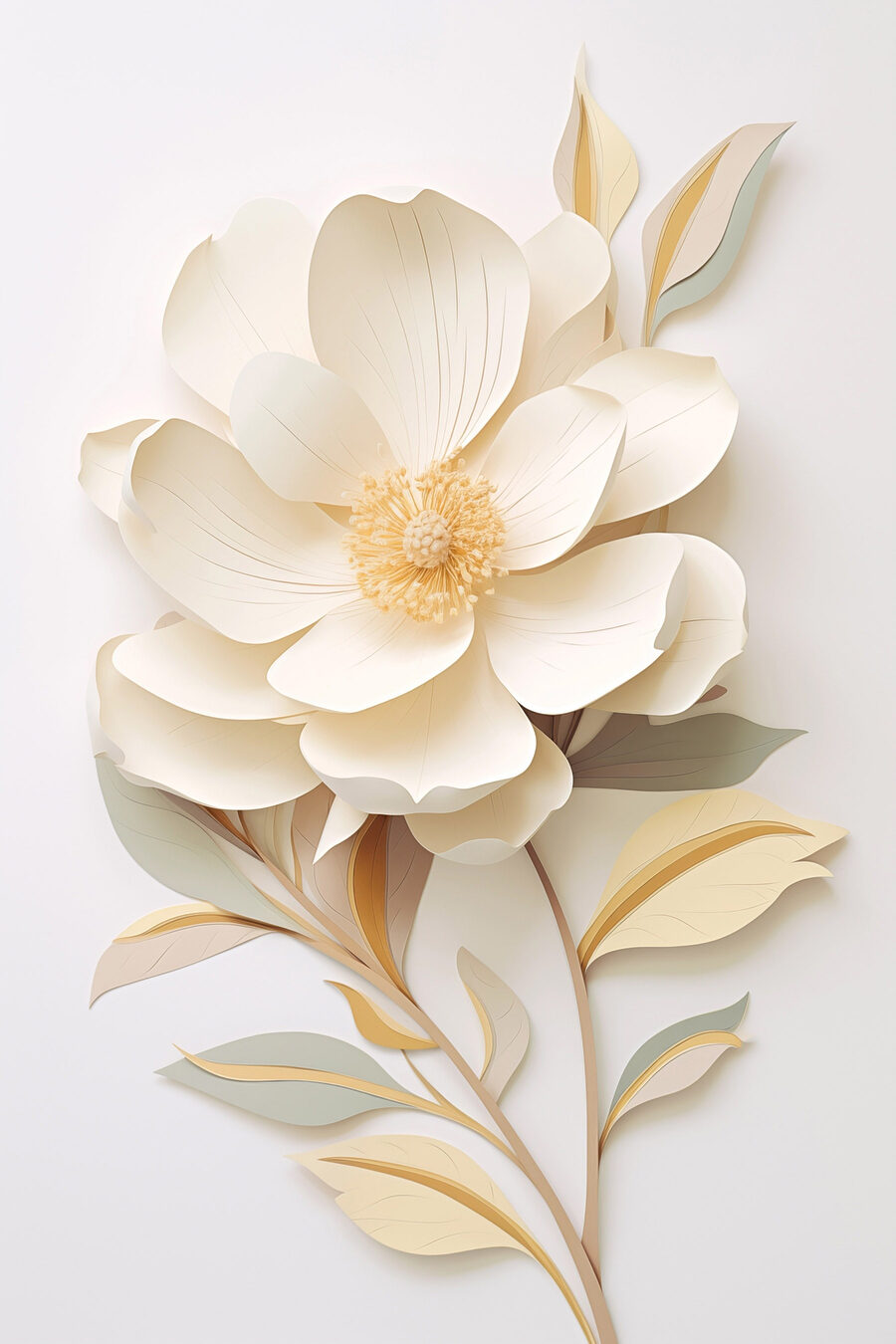 Floare de hârtie cu frunze